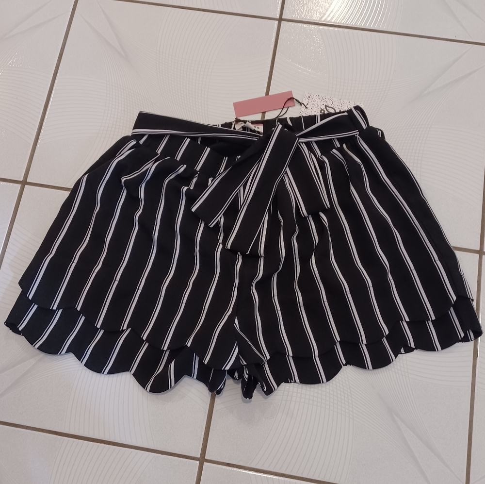 Striped Black and White Women's Shorts